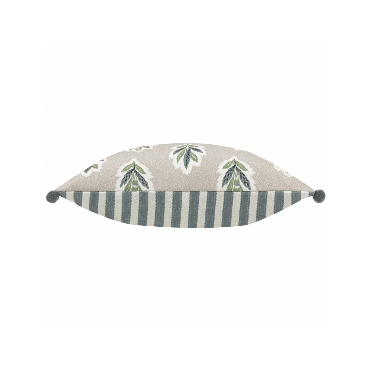Sanderson Sessile Leaf Striped Pom Pom Cushion Blue Mix – image 6