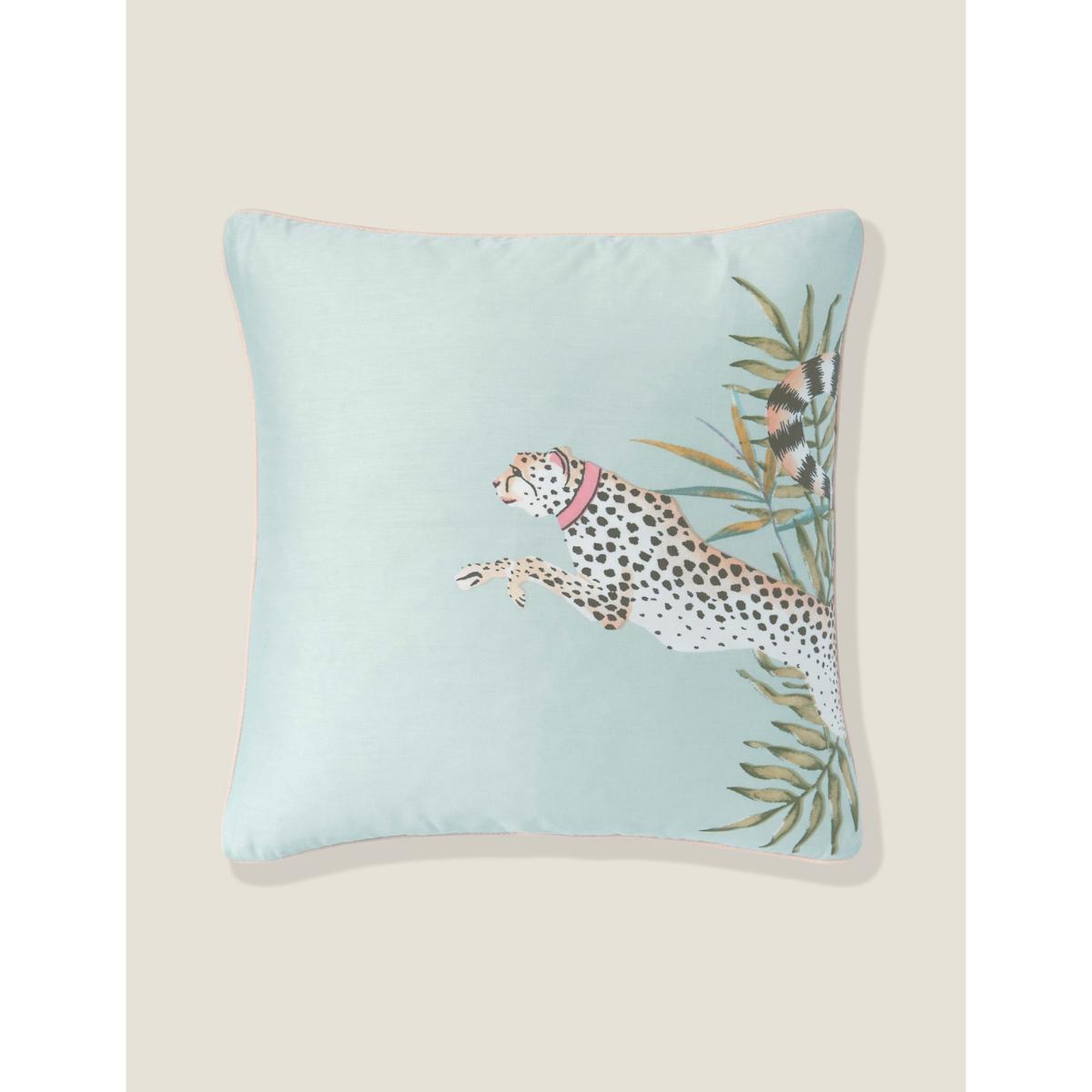 Yvonne Ellen Pure Cotton Cheeky Cheetah Piped Cushion - Sky Blue, Sky Blue – image 2