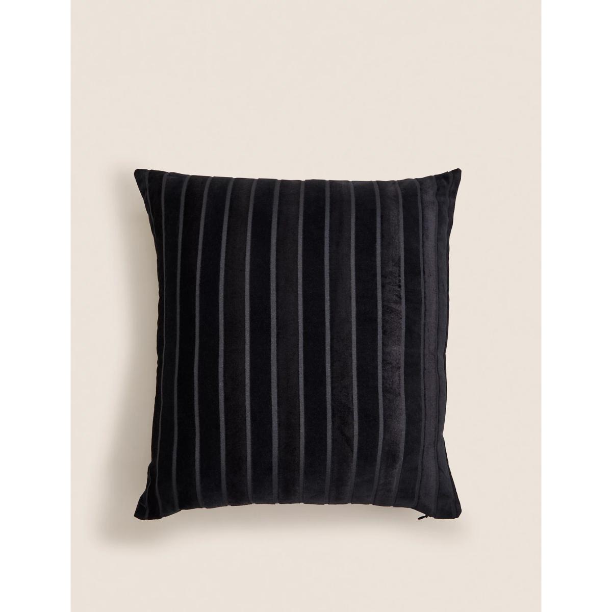 M&S Velvet Striped Cushion - Grey Mix, Grey Mix – image 2