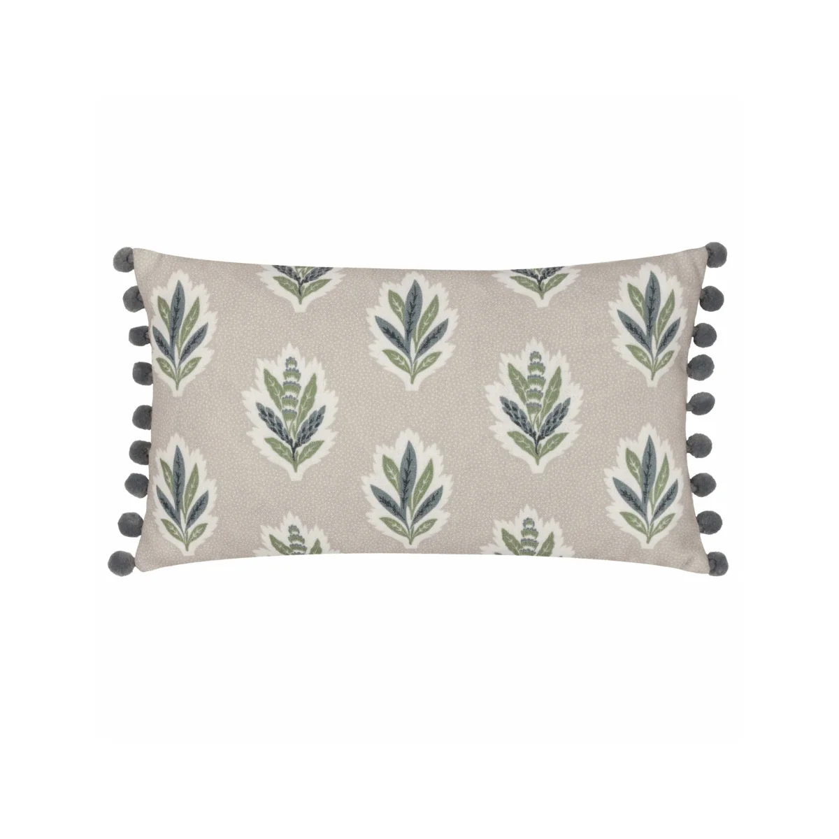 Sanderson Sessile Leaf Striped Pom Pom Cushion Natural Mix – image 2