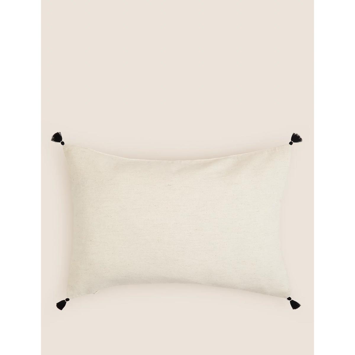 M&S Cotton Rich Embroidered Bolster Cushion - Natural Mix, Natural Mix – image 2