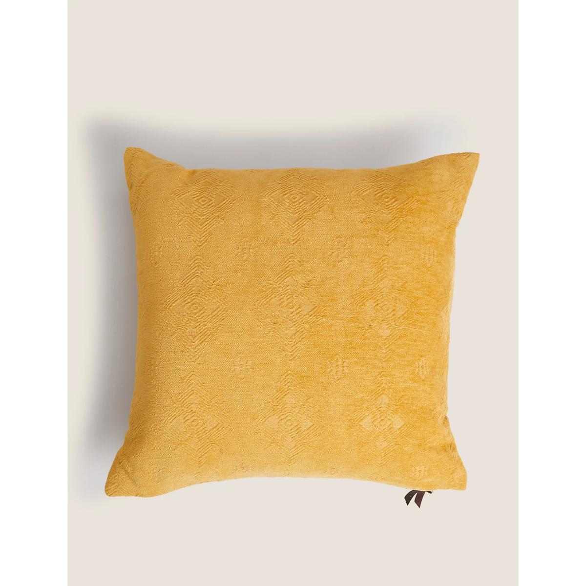 M&S Cotton Rich Chenille Textured Cushion - Ochre, Ochre – image 2