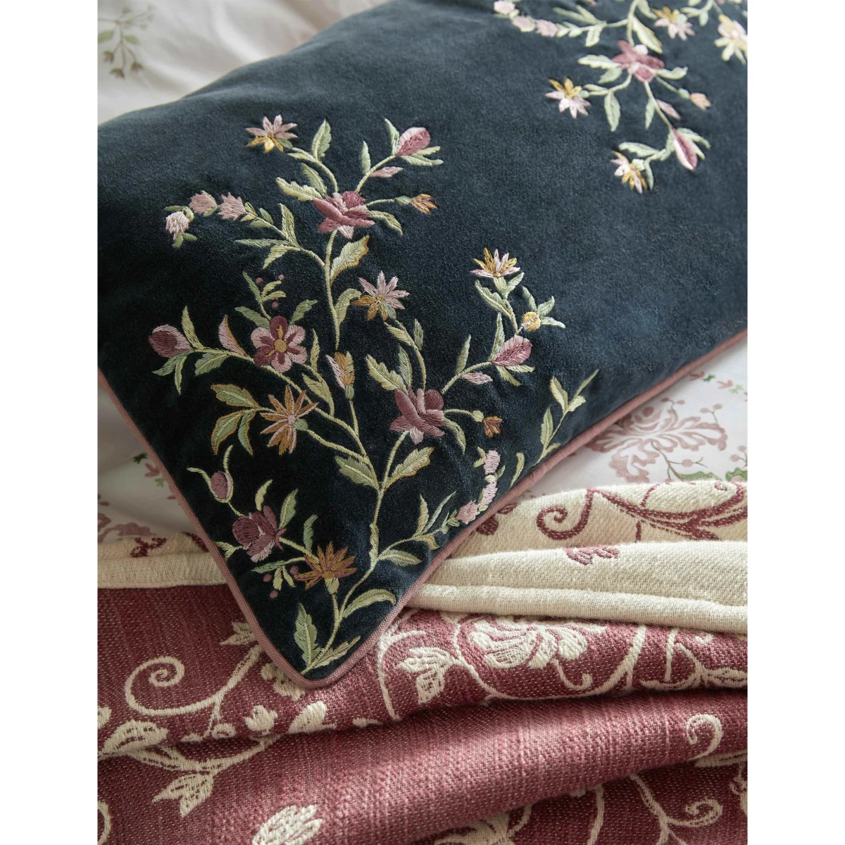 Historic Royal Palaces Velvet Royal Court Embroidery Cushion Multi – image 4
