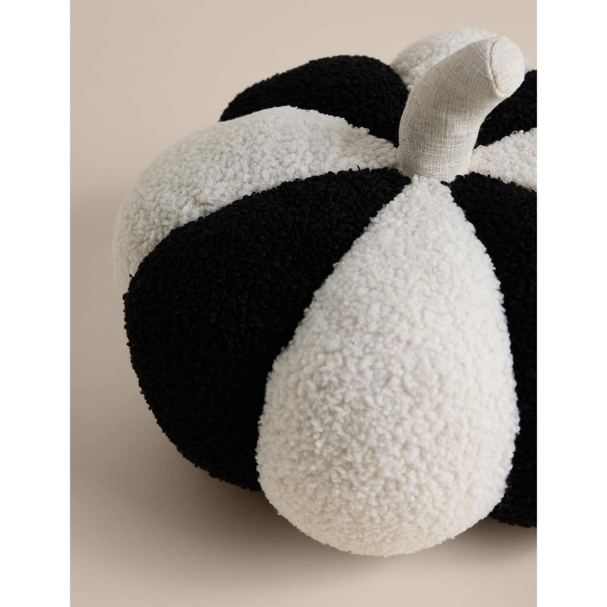 M&S Collection Striped Pumpkin Cushion - Black Mix, Black Mix – image 4