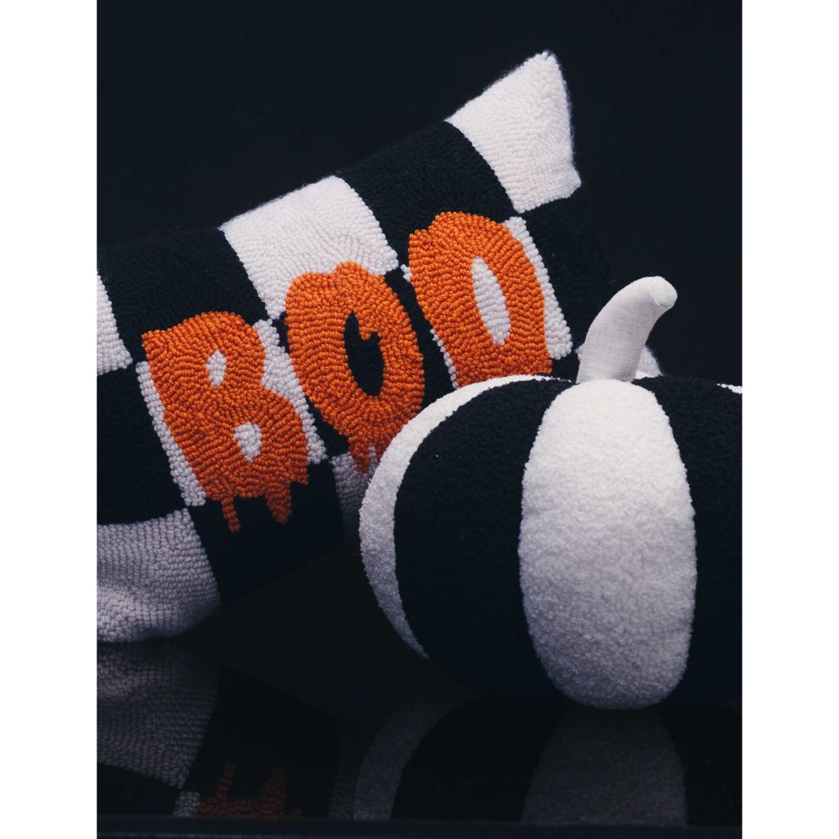 M&S Collection Striped Pumpkin Cushion - Black Mix, Black Mix – image 6