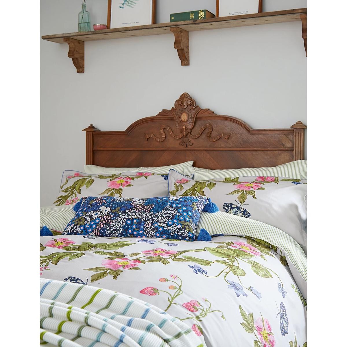 Joules Linen Blend Springtime Ditsy Cushion - Light Navy, Light Navy – image 4