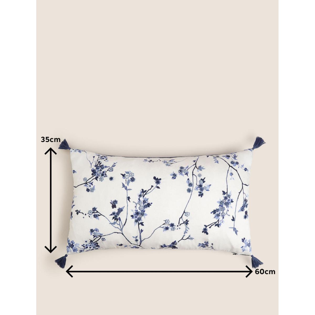 M&S Trailing Cherry Blossom Bolster Cushion - Sage, Sage,Blue Mix – image 6