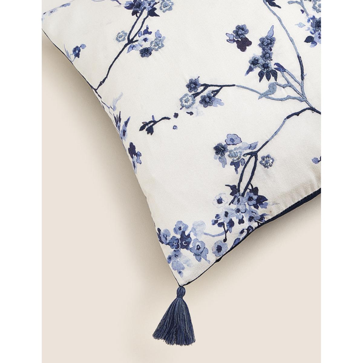 M&S Trailing Cherry Blossom Bolster Cushion - Sage, Sage,Blue Mix – image 7