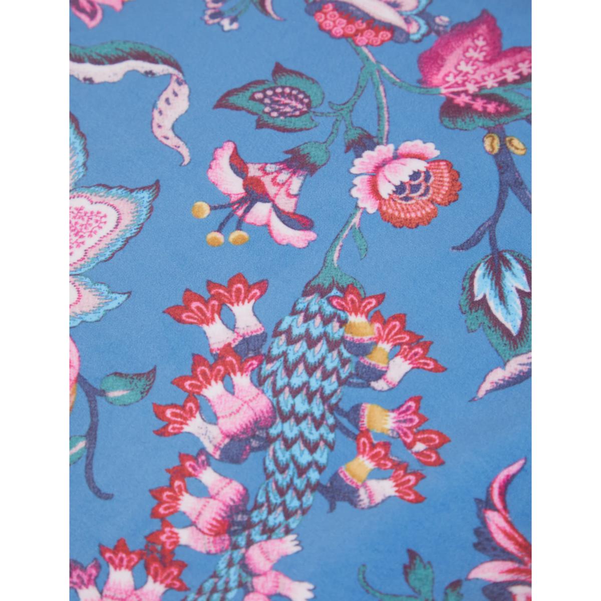 M&S Velvet Floral Fringed Cushion - Blue Mix, Blue Mix – image 4