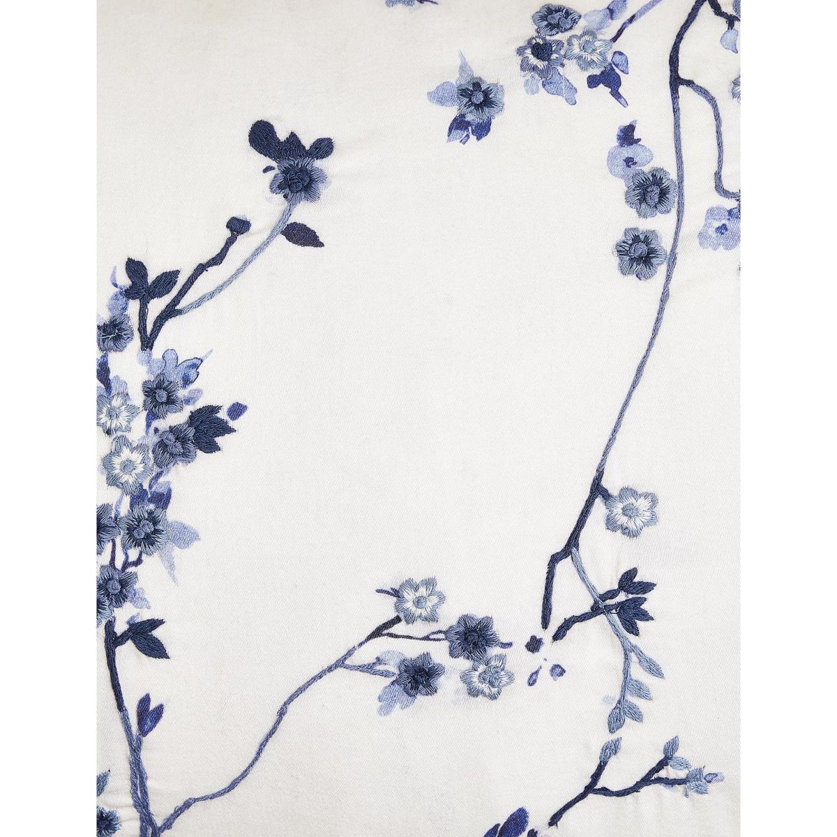 M&S Pure Cotton Trailing Cherry Blossom Bolster Cushion - Blue Mix, Blue Mix – image 2