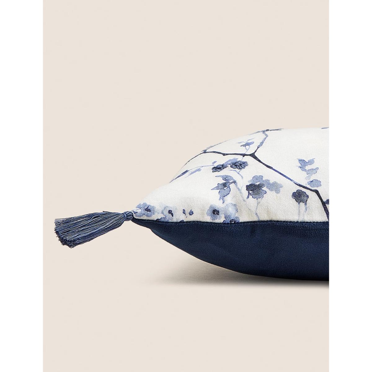 M&S Pure Cotton Trailing Cherry Blossom Bolster Cushion - Blue Mix, Blue Mix – image 5
