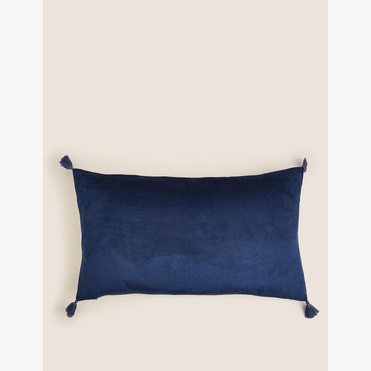 M&S Pure Cotton Trailing Cherry Blossom Bolster Cushion - Blue Mix, Blue Mix – image 1