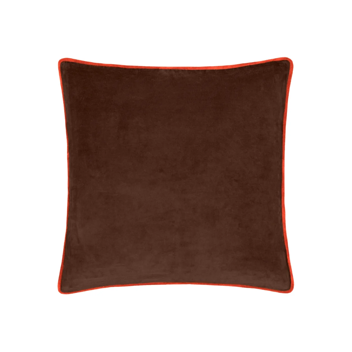 MADE Bailey Brushed Cotton Velvet Piped Cushion Brown Mix – image 1