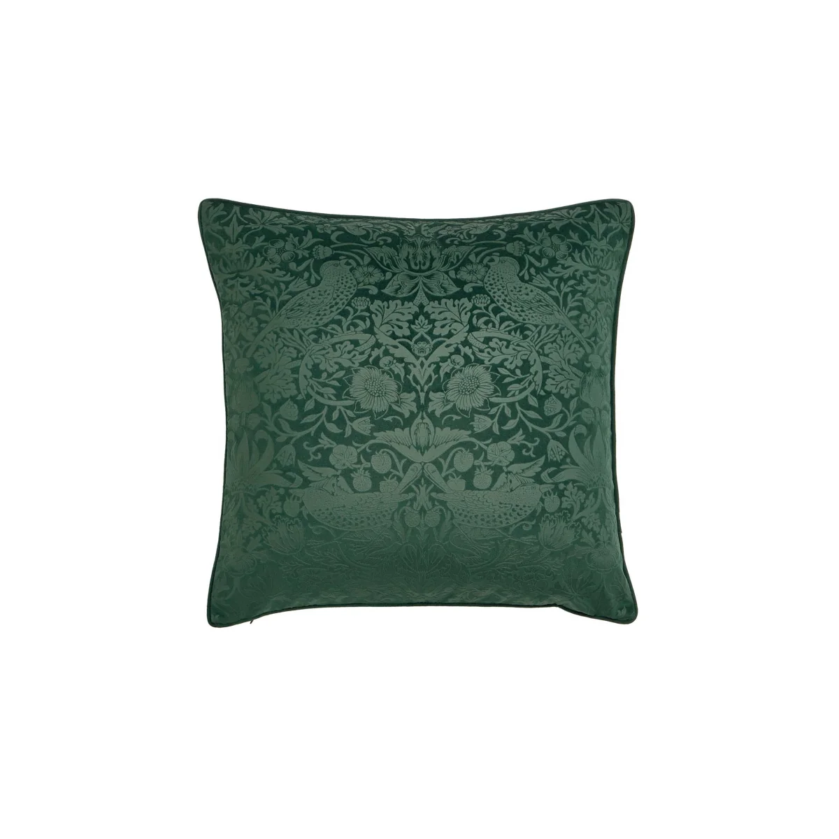 William Morris At Home Velvet Strawberry Thief Cushion Green – image 2