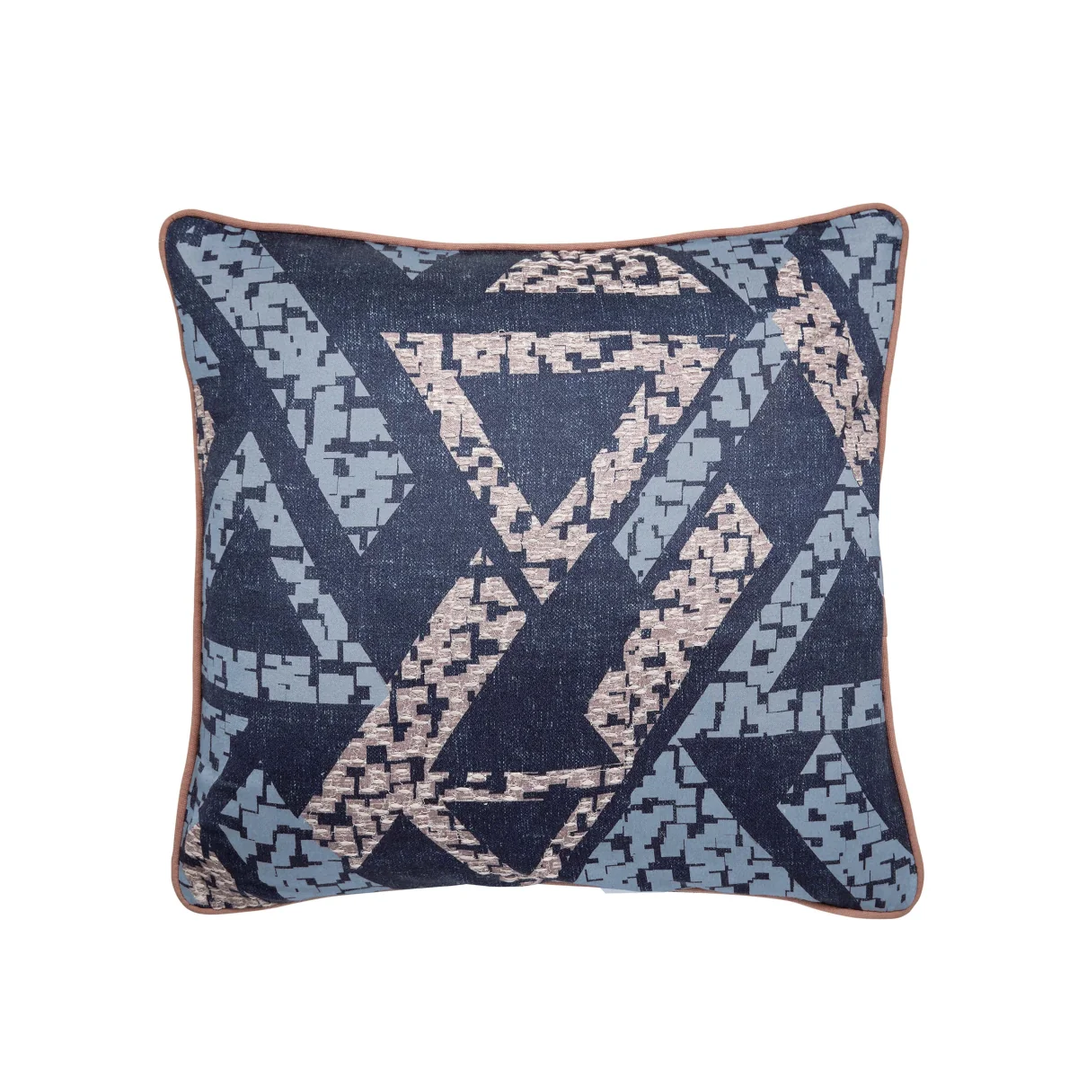Bedeck of Belfast Pure Cotton Textured Geometric Cushion Navy Mix – image 2