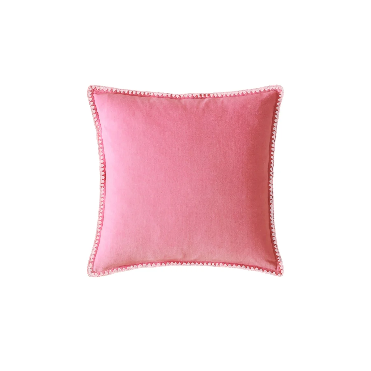 Bluebellgrey Blanket Stitch Pure Cotton Velvet Cushion Pink – image 2