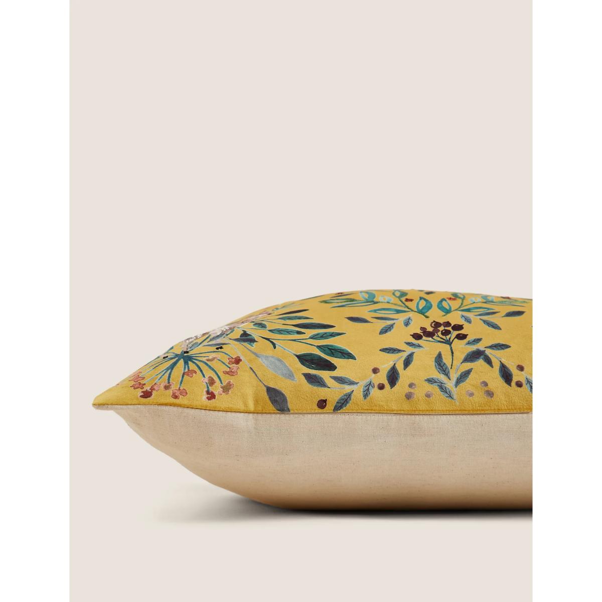 M&S  Velvet Deer Embroidered Cushion - Ochre, Ochre – image 2
