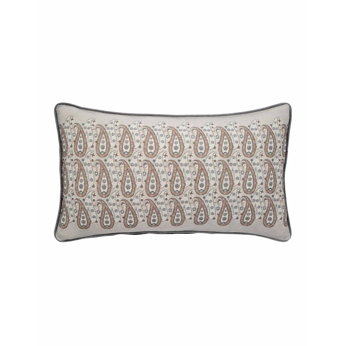 Bedeck of Belfast Pure Cotton Paisley Rectangular Cushion Grey Mix – image 2