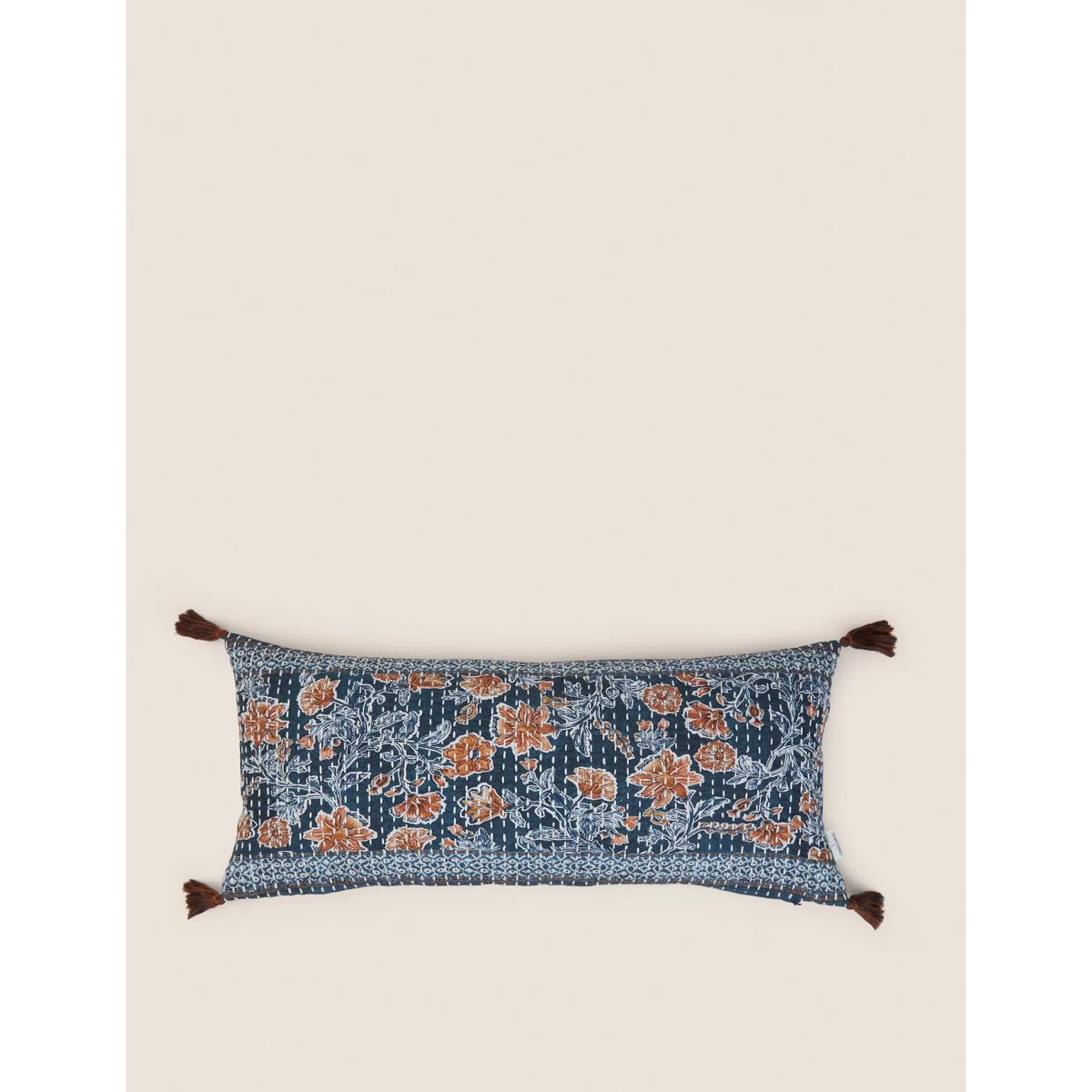 M&S X Fired Earth Seville Carmona Pure Cotton Bolster Cushion - Navy Mix, Navy Mix – image 4