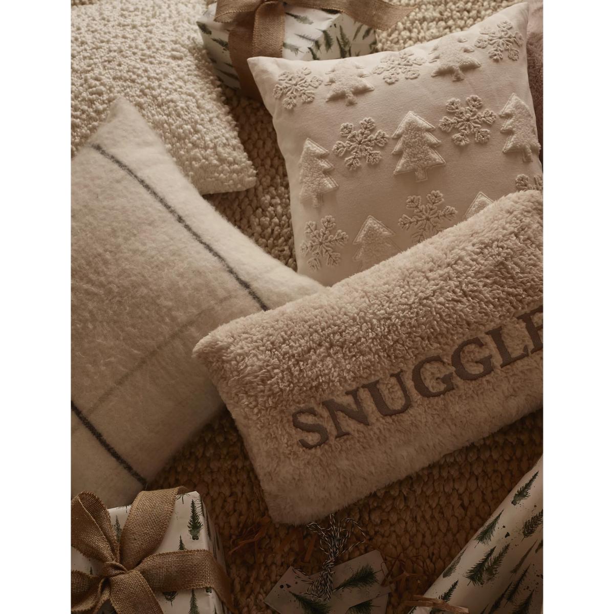 M&S Faux Mohair Checked Cushion - Cream Mix, Cream Mix – image 7