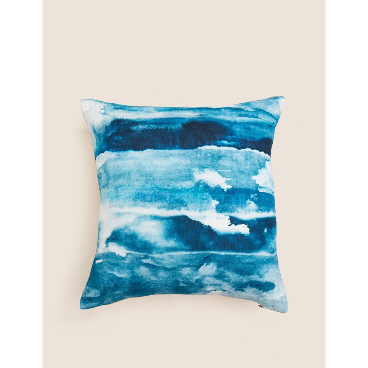 M&S Cotton Linen Abstract Watercolour Cushion - Multi, Multi – image 2