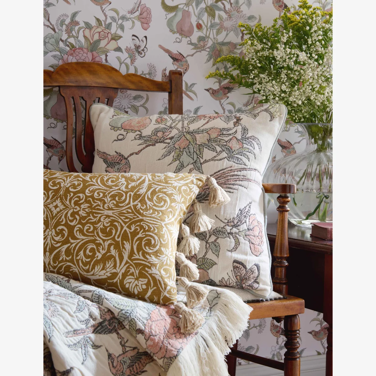 Historic Royal Palaces Pure Cotton Hampton Jacquard Cushion Multi – image 1