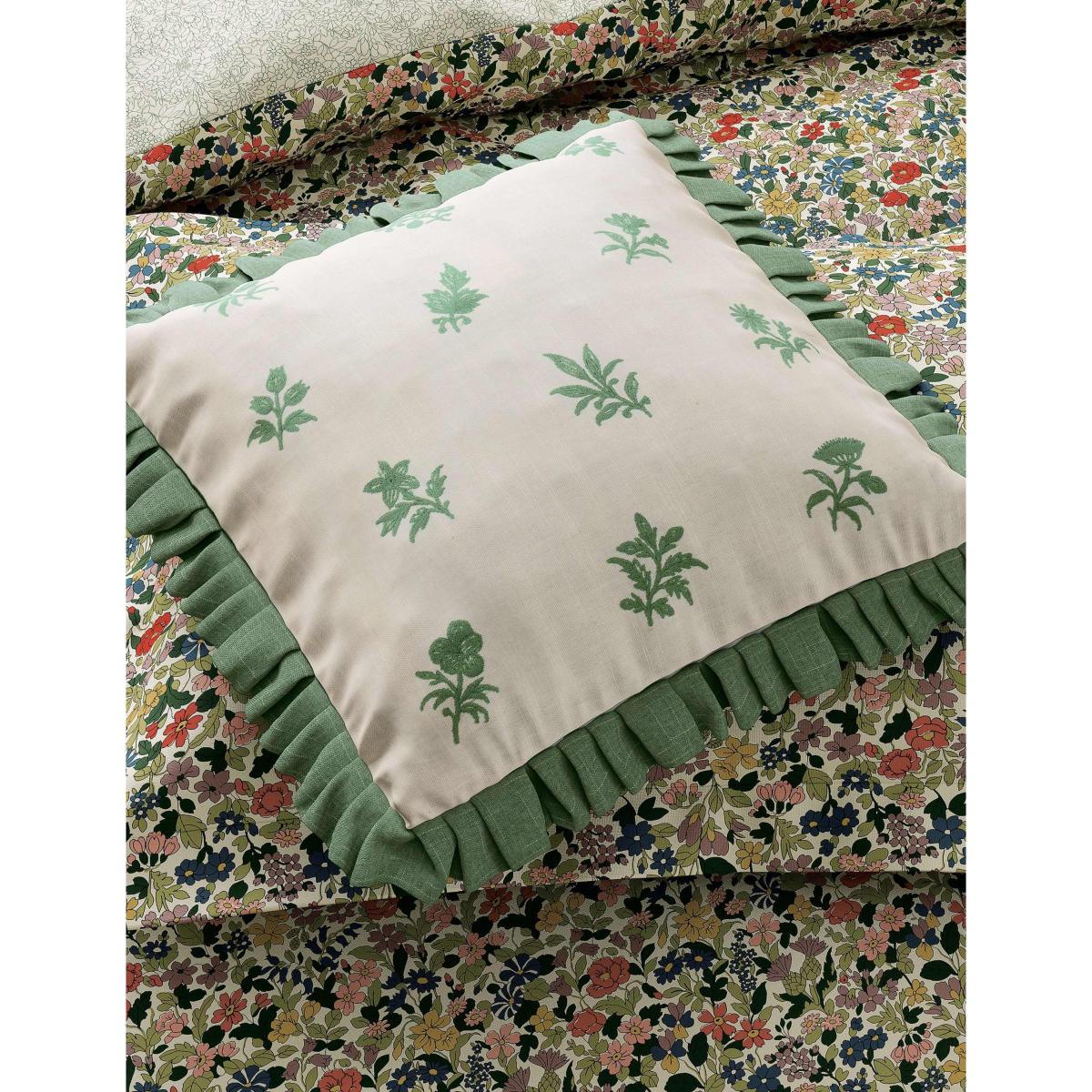 V&A Verdant Bouquet Frill Square Cushion Green Mix – image 2