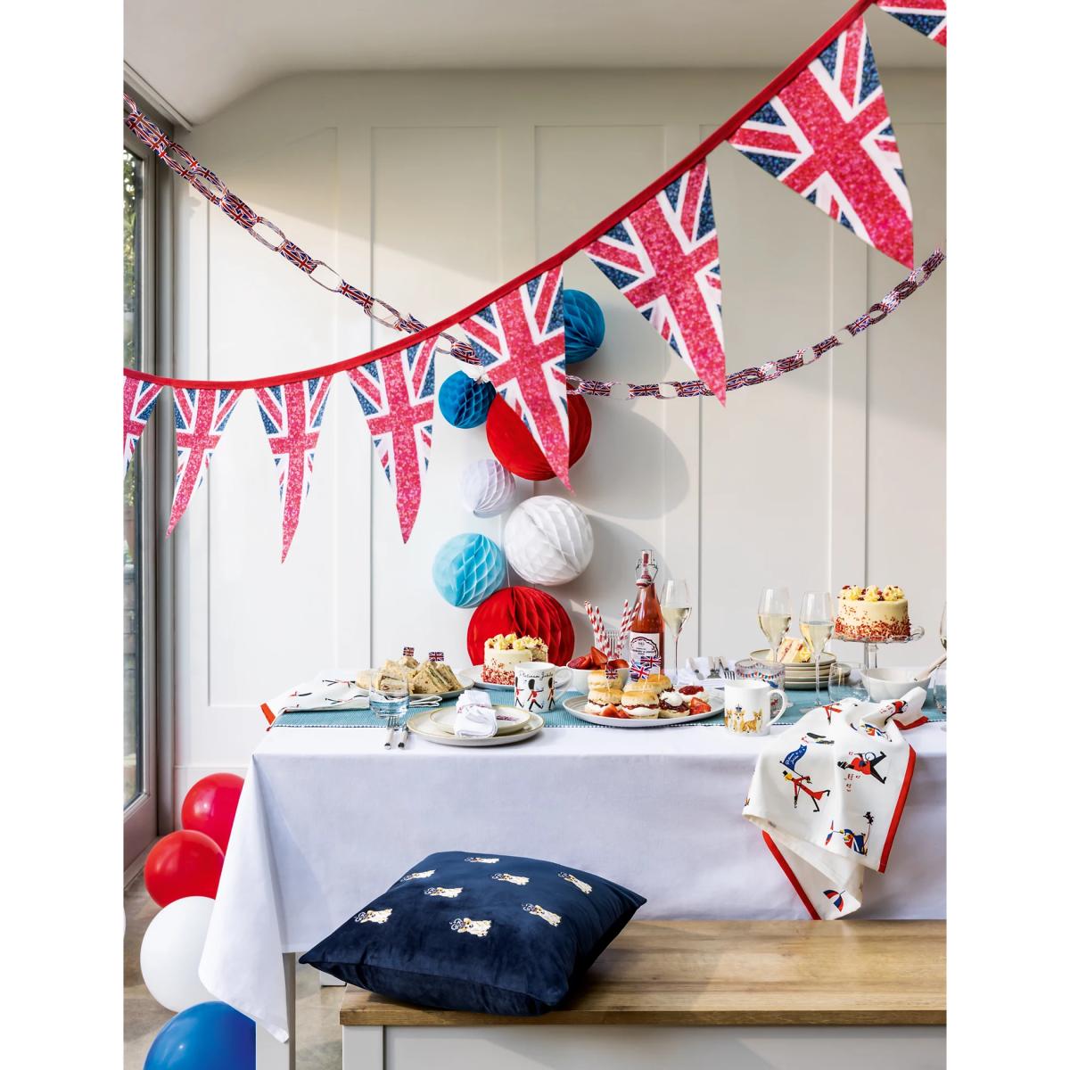 M&S  Velvet Embroidered Corgi Jubilee Cushion - Navy, Navy – image 7