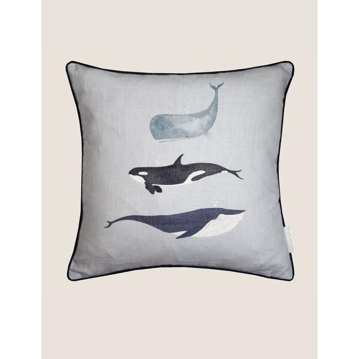 M&S Sophie Allport Linen Blend Whale Cushion - Duck Egg, Duck Egg – image 2