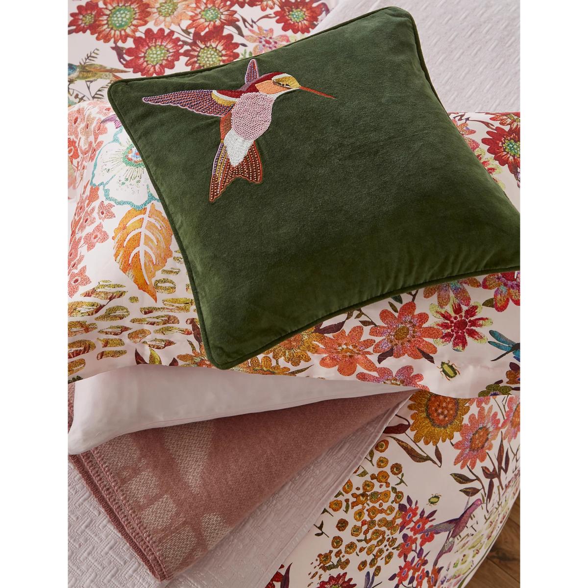 Ted Baker Velvet Hummingbird Cushion - Multi, Multi – image 2