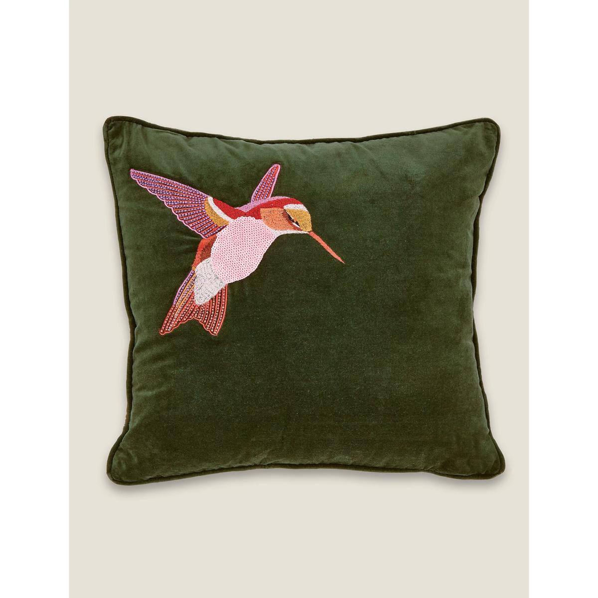 Ted Baker Velvet Hummingbird Cushion - Multi, Multi – image 3