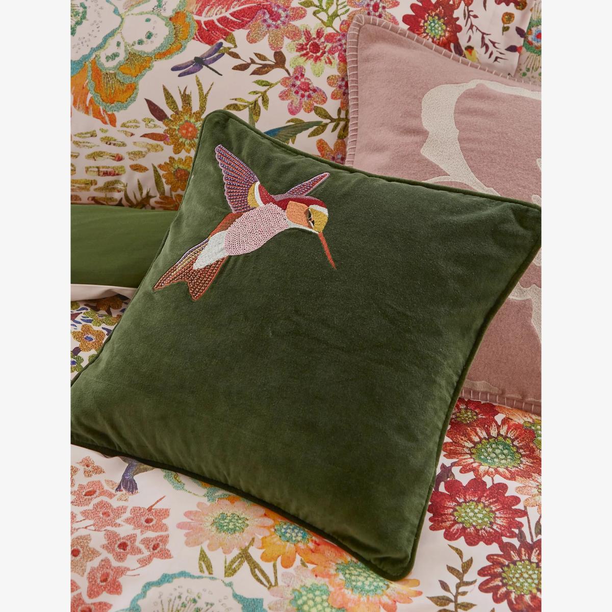 Ted Baker Velvet Hummingbird Cushion - Multi, Multi – image 1