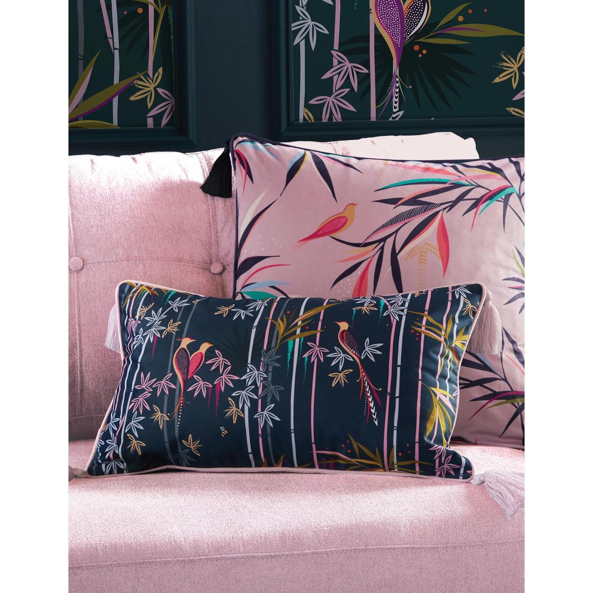 M&S Sara Miller Velvet Linear Bamboo Cushion - Midnight, Midnight – image 2