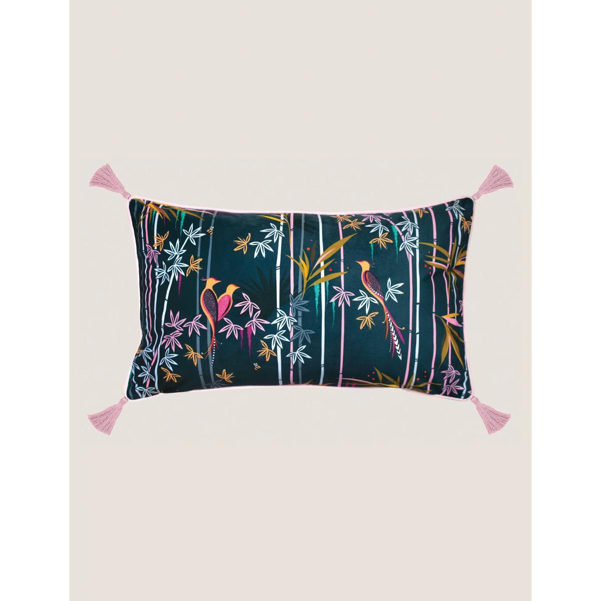 M&S Sara Miller Velvet Linear Bamboo Cushion - Midnight, Midnight – image 3