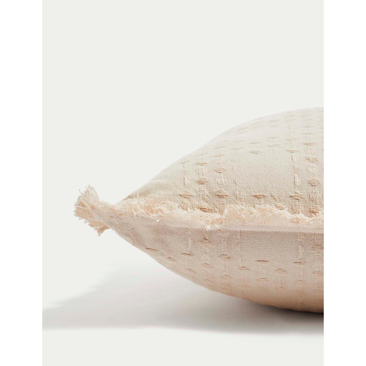 M&S Pure Cotton Checked Textured Cushion - Neutral, Neutral – image 2