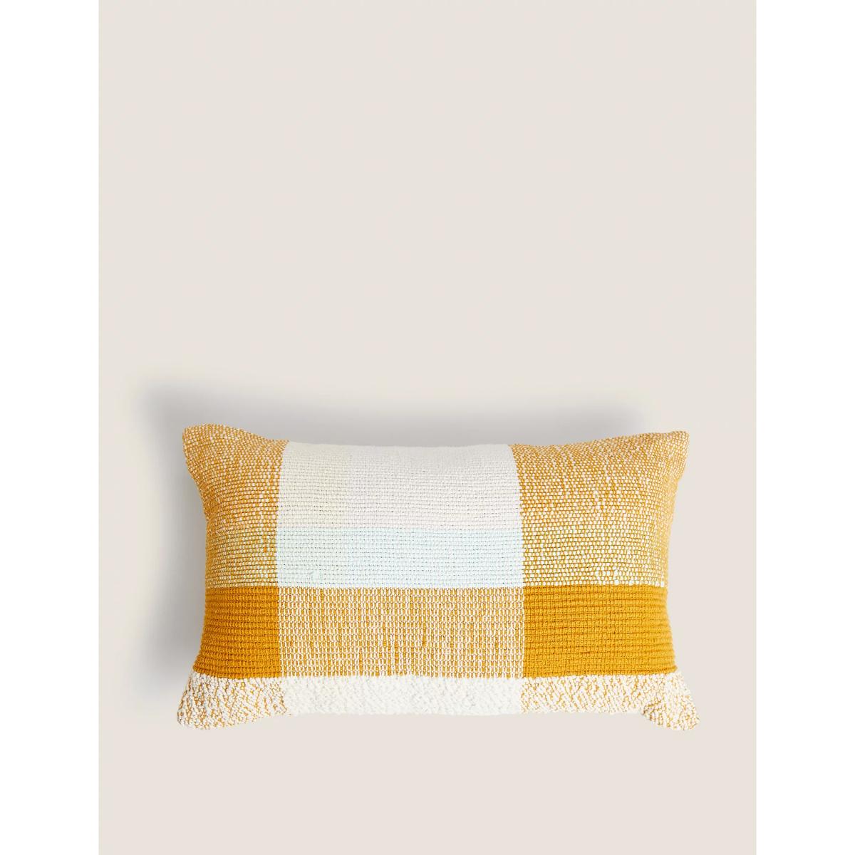 M&S Pure Cotton Textured Bolster Cushion - Ochre, Ochre – image 2