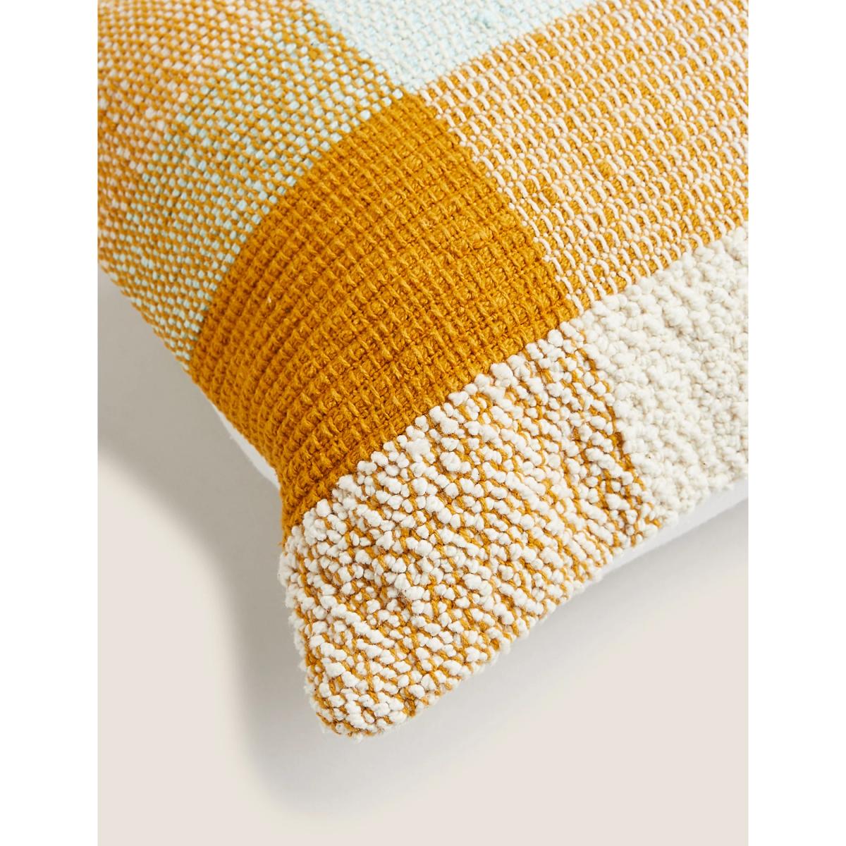 M&S Pure Cotton Textured Bolster Cushion - Ochre, Ochre – image 5
