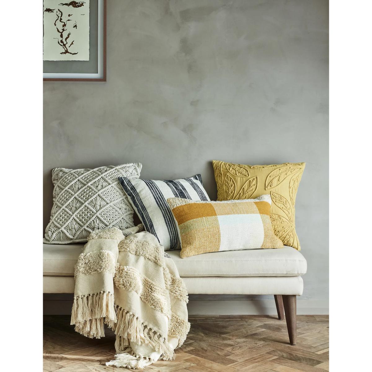 M&S Pure Cotton Textured Bolster Cushion - Ochre, Ochre – image 6