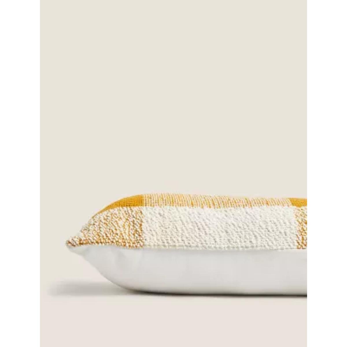 M&S Pure Cotton Textured Bolster Cushion - Ochre, Ochre – image 1