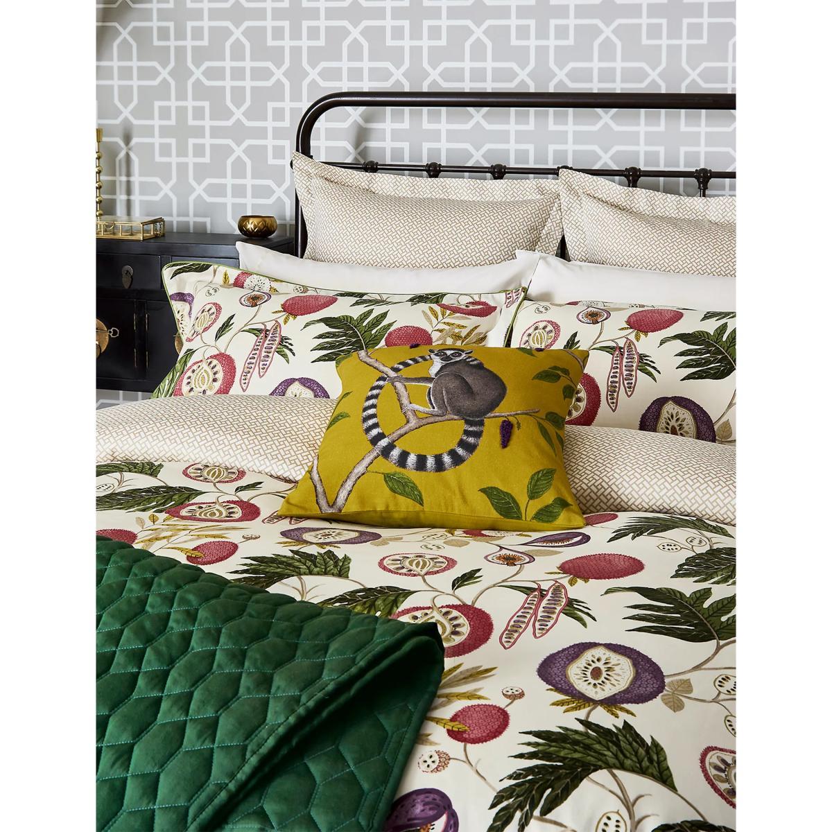 M&S Sanderson Pure Cotton Jackfruit Embroidered Cushion - Green Mix, Green Mix – image 4