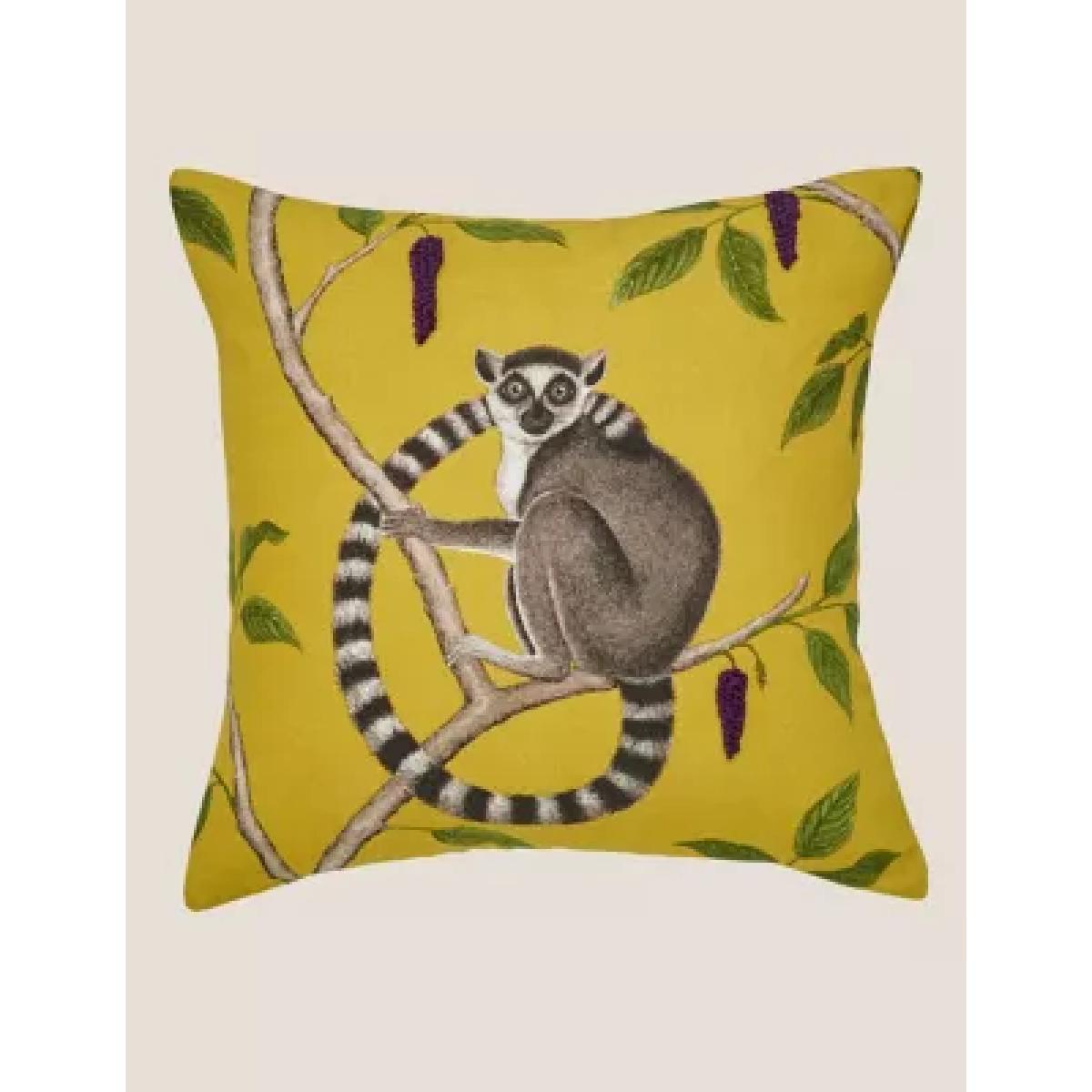 M&S Sanderson Pure Cotton Jackfruit Embroidered Cushion - Green Mix, Green Mix – image 1