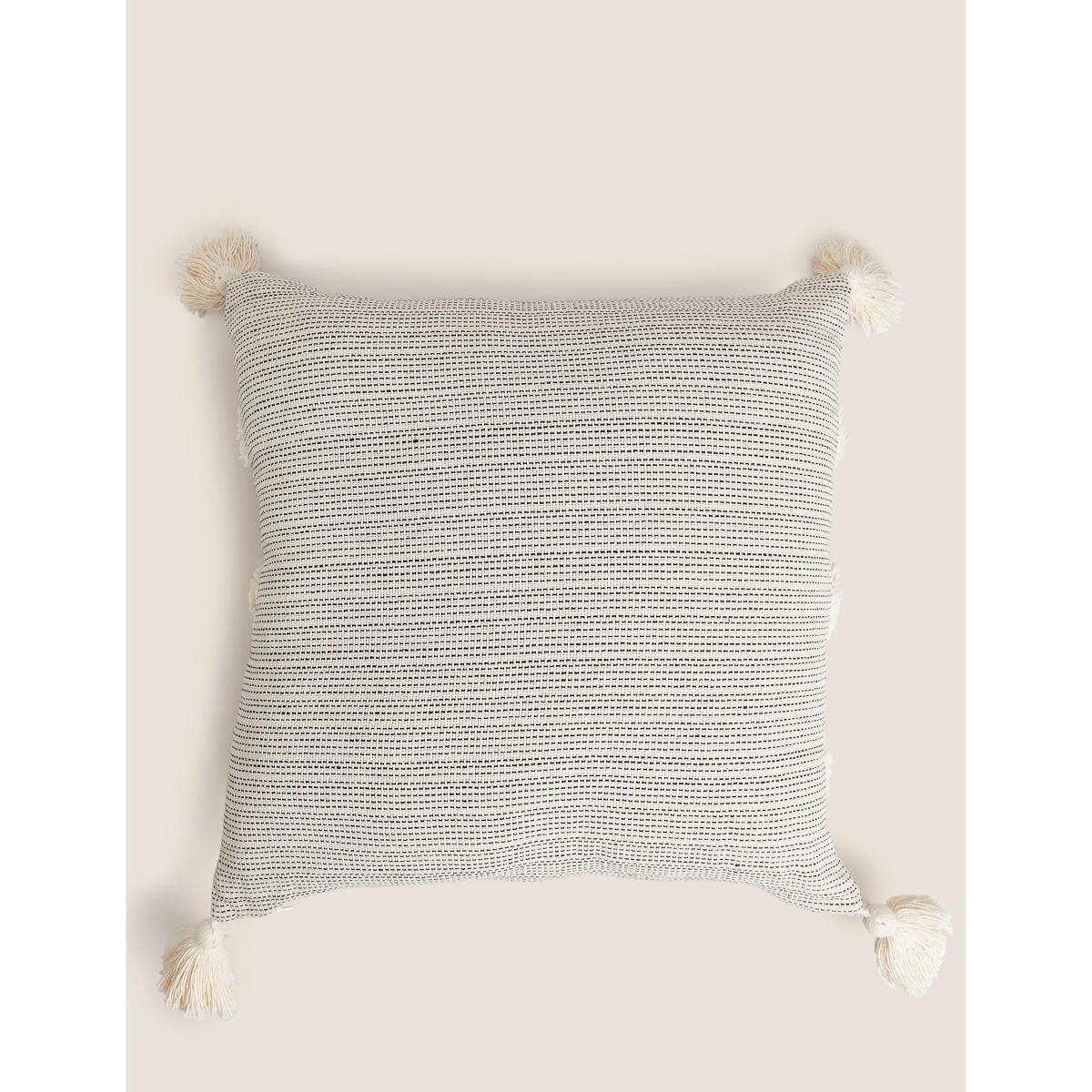 M&S Pure Cotton Tufted Tassel Stripe Cushion - Natural Mix, Natural Mix – image 3