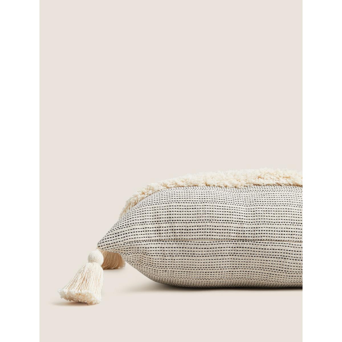 M&S Pure Cotton Tufted Tassel Stripe Cushion - Natural Mix, Natural Mix – image 1