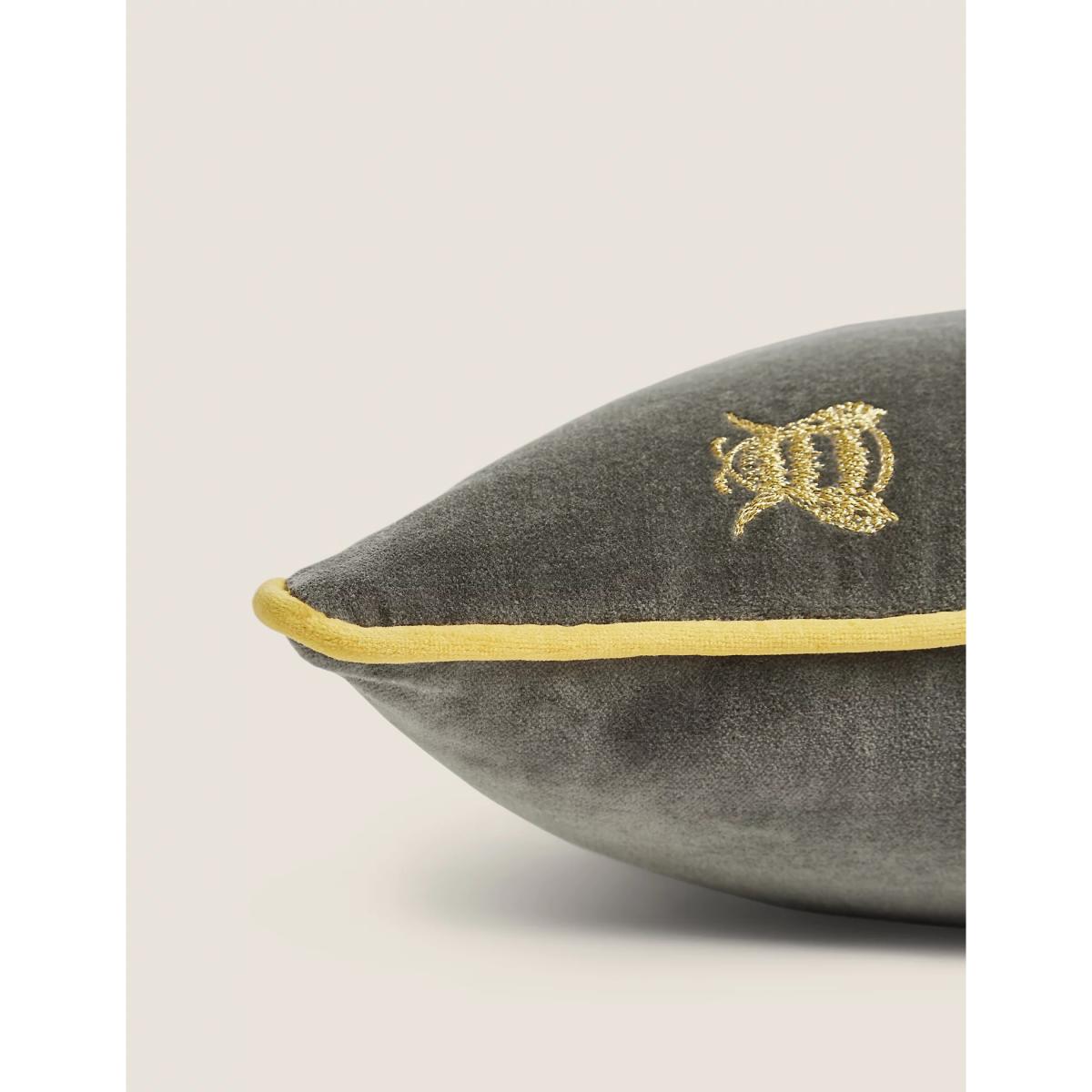 M&S Pure Cotton Velvet Bee Bolster Cushion - Natural, Natural,Mustard,Grey Mix – image 2