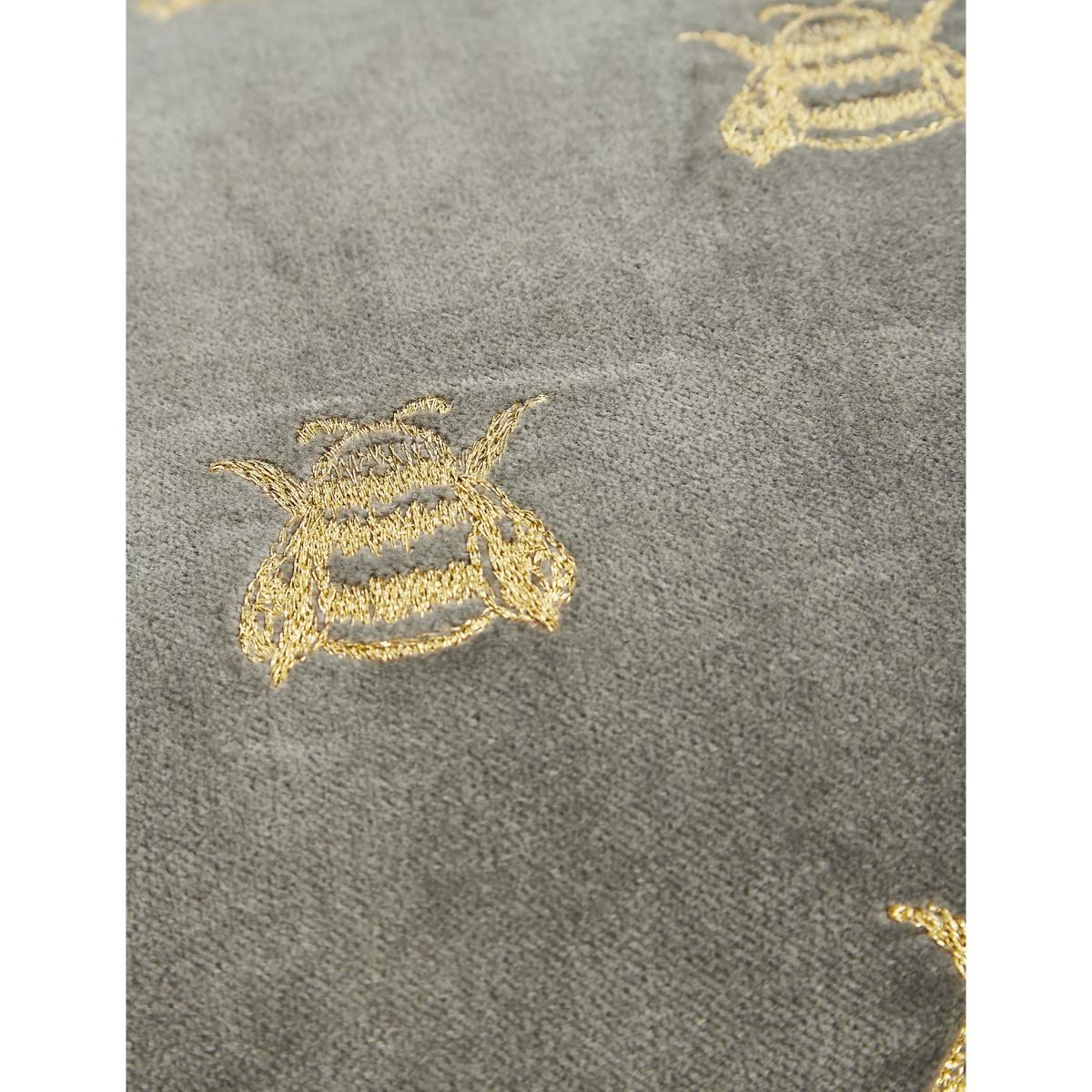 M&S Pure Cotton Velvet Bee Bolster Cushion - Natural, Natural,Mustard,Grey Mix – image 4
