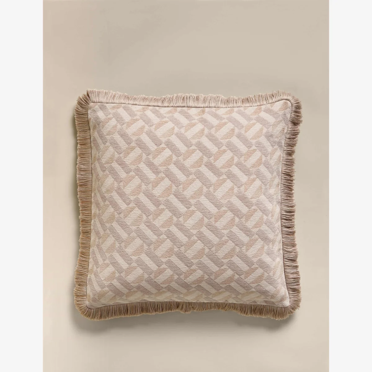M&S Chenille Geometric Tile Cushion Biscuit – image 1