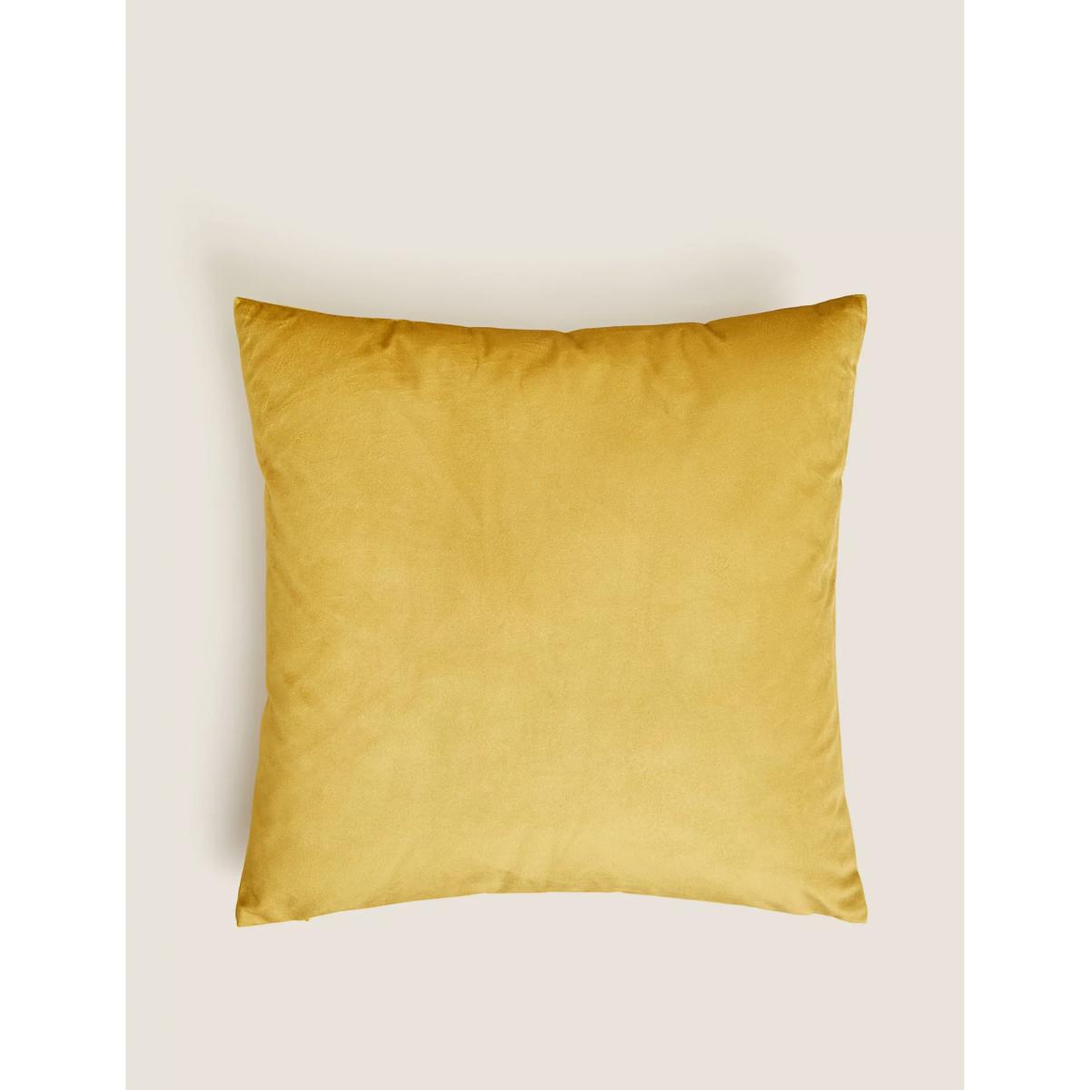 M&S Velvet French Bulldog Printed Cushion - Ochre, Ochre – image 3
