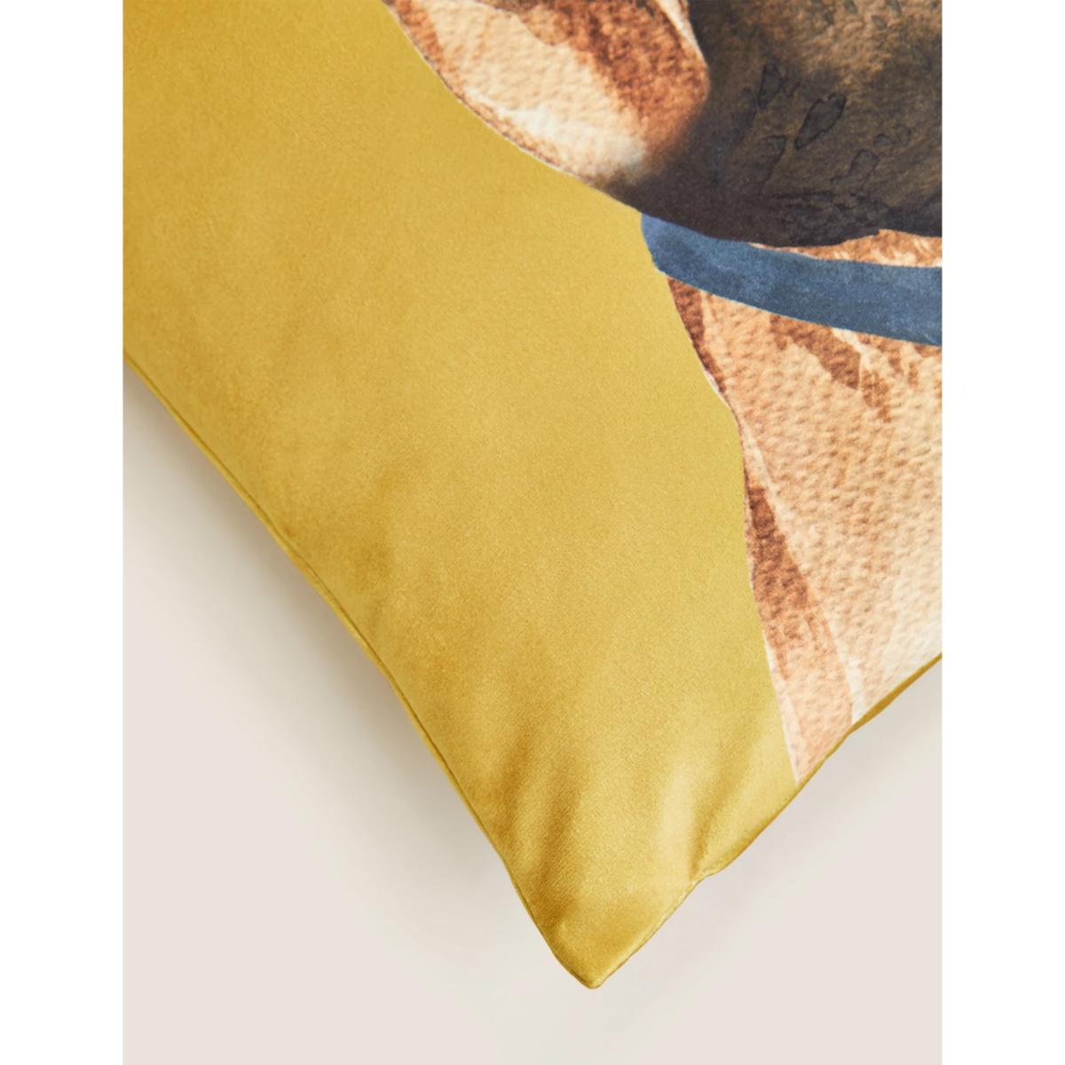 M&S Velvet French Bulldog Printed Cushion - Ochre, Ochre – image 5