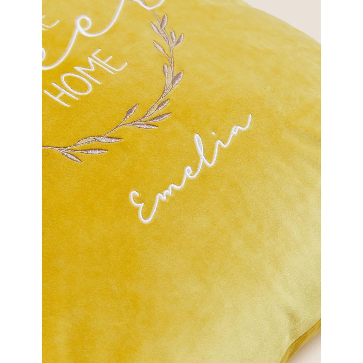 M&S Unisex Personalised Velvet Cushion - Navy, Navy,Dark Ochre – image 3
