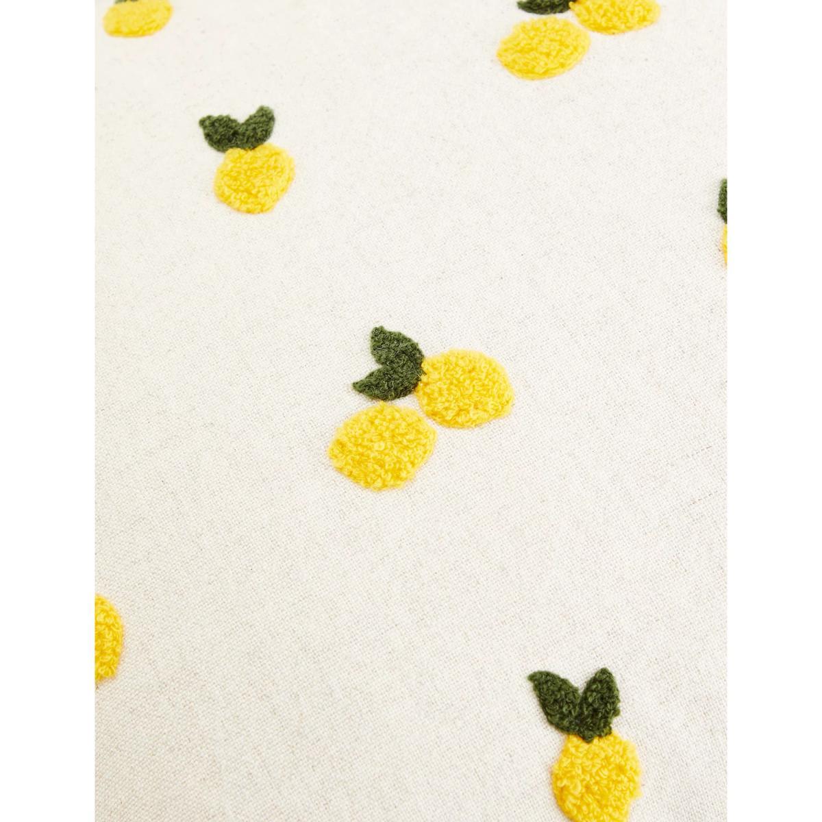 M&S Pure Cotton Lemon Tufted Cushion - Grey Mix, Grey Mix – image 3